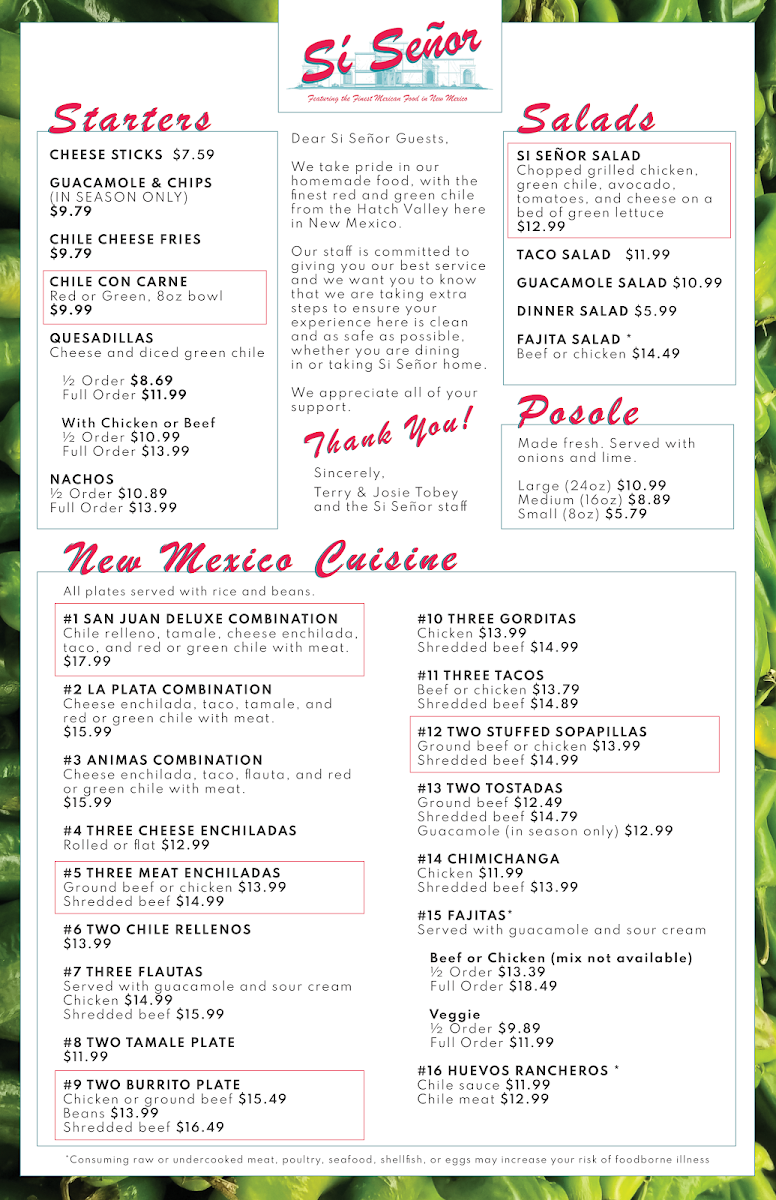 Si Señor Restaurant Menu - Image 4